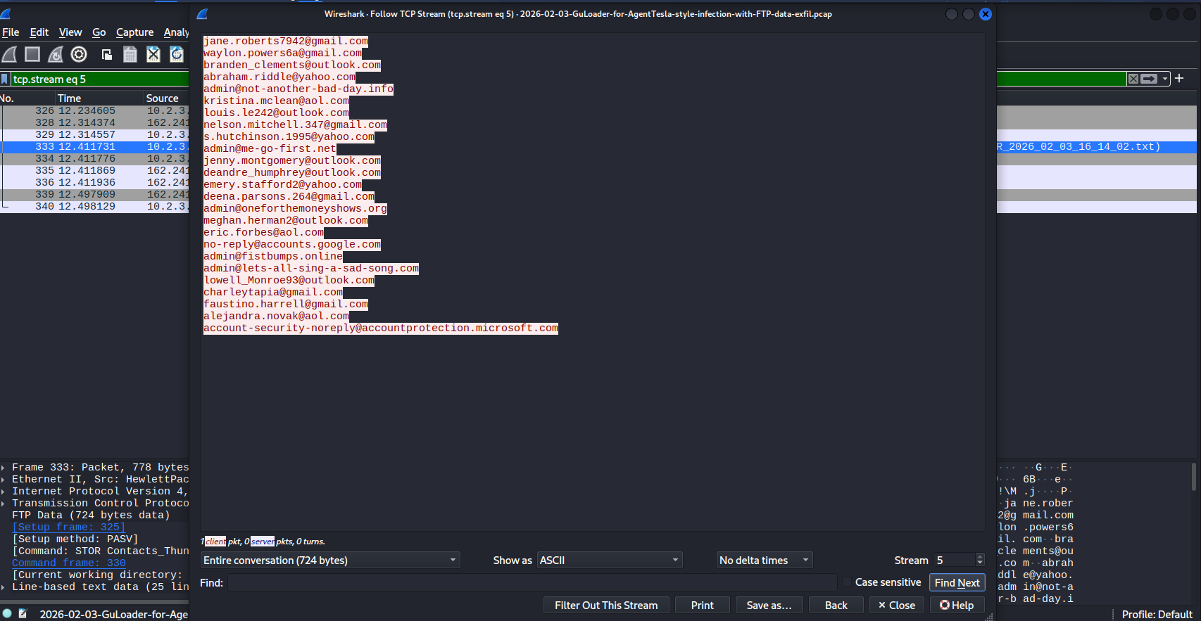 FTP packet-level exfiltration validation