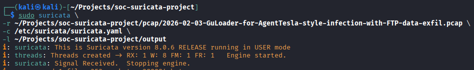Suricata offline PCAP processing
