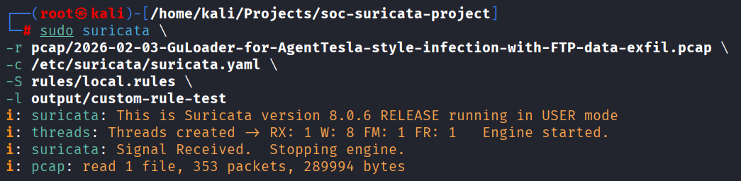 Custom Suricata FTP rule